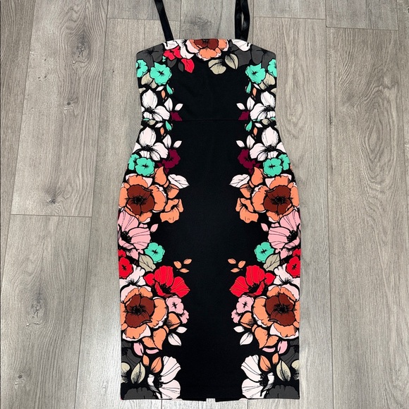 Express Dresses & Skirts - Express Black Dress with Floral Accents